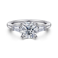 Acacia - 14K White Gold Round Three Stone Diamond Engagement Ring