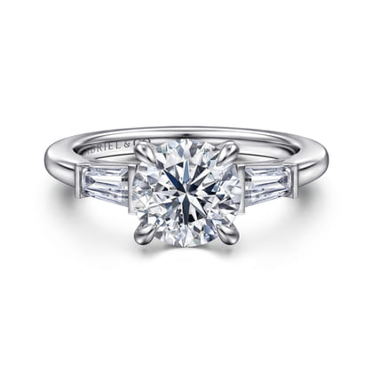Acacia - 14K White Gold Round Three Stone Diamond Engagement Ring