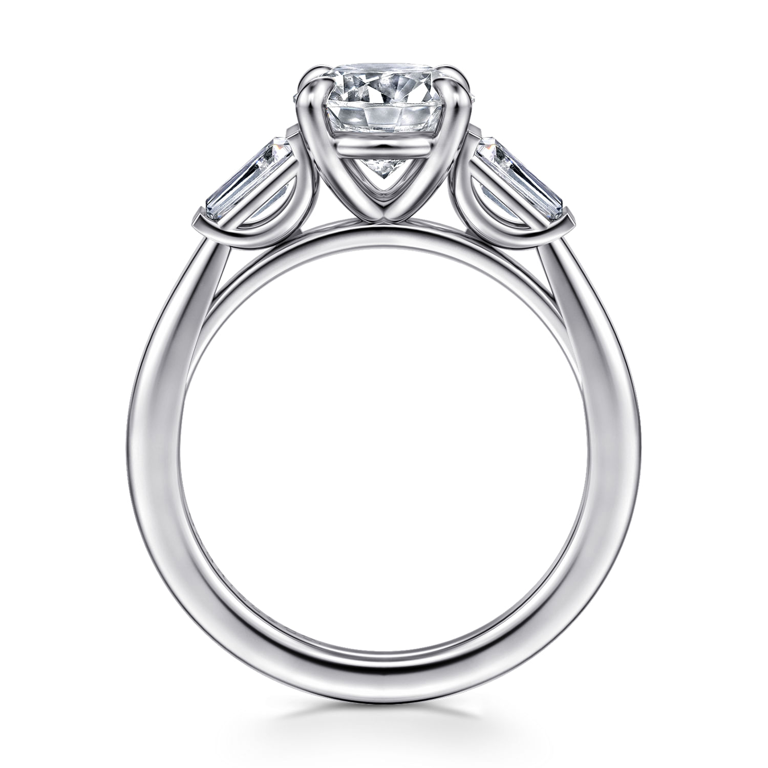 Acacia - 14K White Gold Round Three Stone Diamond Engagement Ring