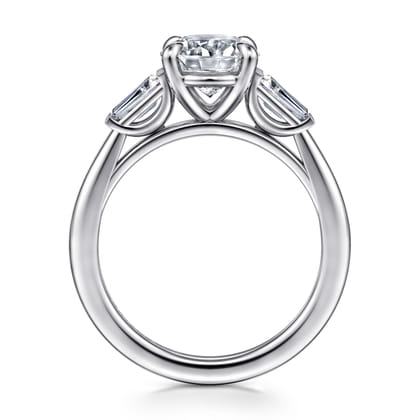 Acacia - 14K White Gold Round Three Stone Diamond Engagement Ring