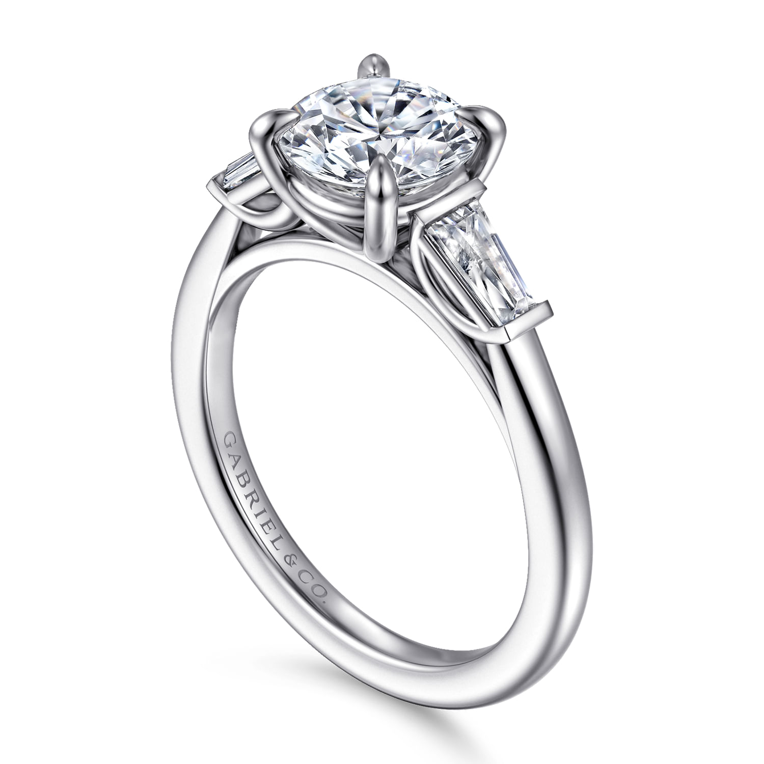 Acacia - 14K White Gold Round Three Stone Diamond Engagement Ring