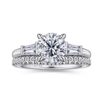 Acacia - 14K White Gold Round Three Stone Diamond Engagement Ring