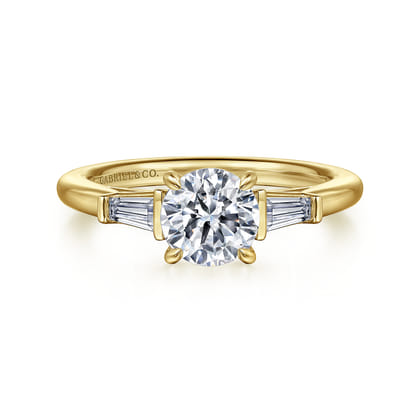 Acacia - 14K Yellow Gold Round Three Stone Diamond Engagement Ring