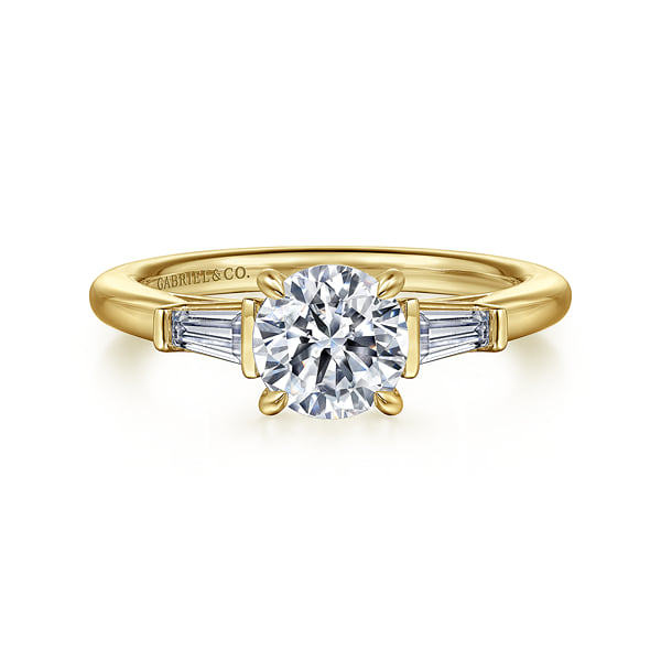 14K Yellow Gold Round Three Stone Diamond Engagement Ring @ $3700. Shop ...