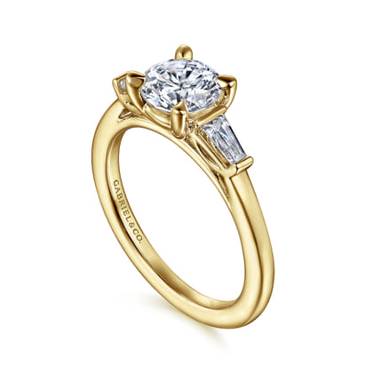 Acacia - 14K Yellow Gold Round Three Stone Diamond Engagement Ring