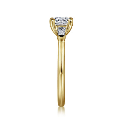 Acacia - 14K Yellow Gold Round Three Stone Diamond Engagement Ring