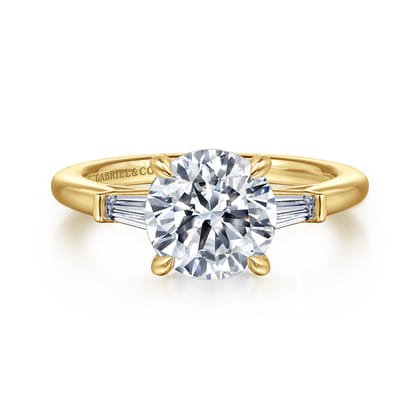 Acacia - 14K Yellow Gold Three Stone Round Diamond Engagement Ring