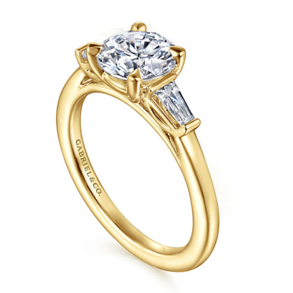 Acacia - 14K Yellow Gold Three Stone Round Diamond Engagement Ring