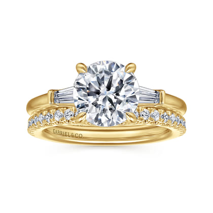 Acacia - 14K Yellow Gold Three Stone Round Diamond Engagement Ring