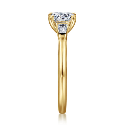 Acacia - 14K Yellow Gold Three Stone Round Diamond Engagement Ring