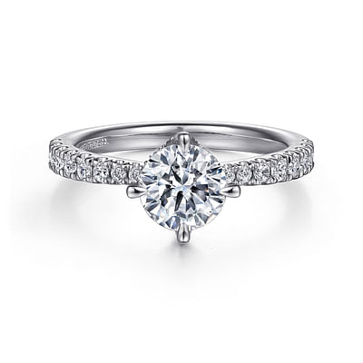 Ada - 14K White Gold Round Diamond Engagement Ring