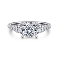 Adalia - 14K White Gold Cushion Cut Three Stone Diamond Engagement Ring