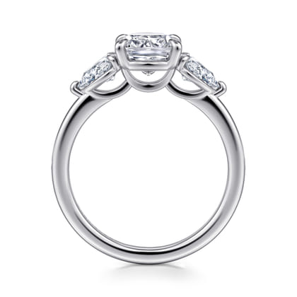 Adalia - 14K White Gold Cushion Cut Three Stone Diamond Engagement Ring