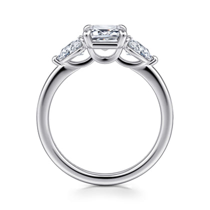 Adalia - 14K White Gold Emerald Cut Three Stone Diamond Engagement Ring