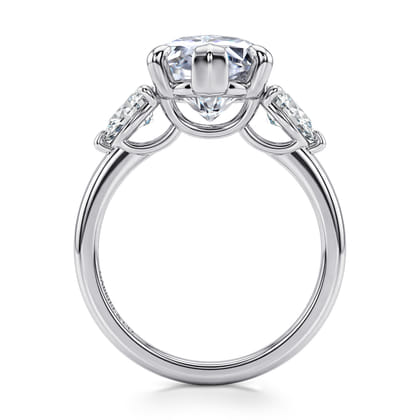 Adalia - 14K White Gold Marquise Shape Three Stone Diamond Engagement Ring