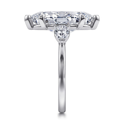 Adalia - 14K White Gold Marquise Shape Three Stone Diamond Engagement Ring