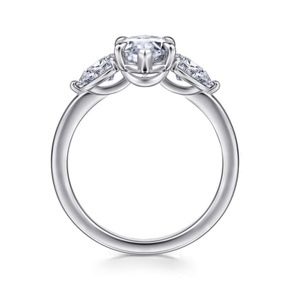 Adalia - 14K White Gold Marquise Shape Three Stone Diamond Engagement Ring