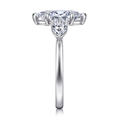 Adalia - 14K White Gold Marquise Shape Three Stone Diamond Engagement Ring
