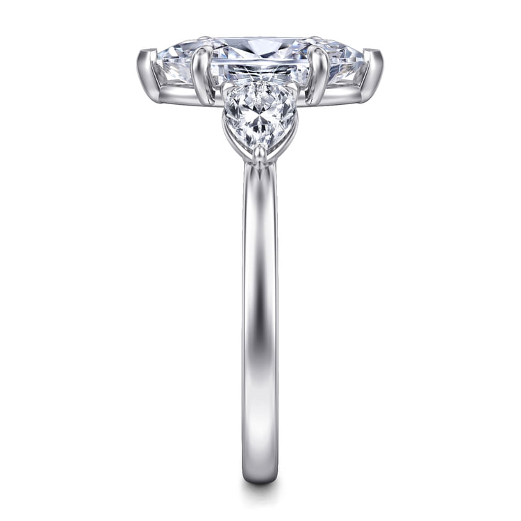 Adalia - 14K White Gold Marquise Shape Three Stone Diamond Engagement Ring