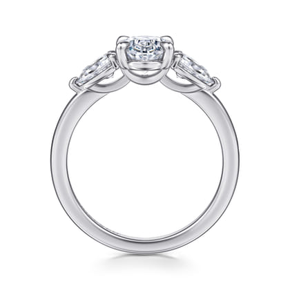 Adalia - 14K White Gold Oval Three Stone Diamond Engagement Ring