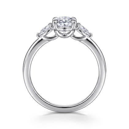 Adalia - 14K White Gold Oval Three Stone Diamond Engagement Ring