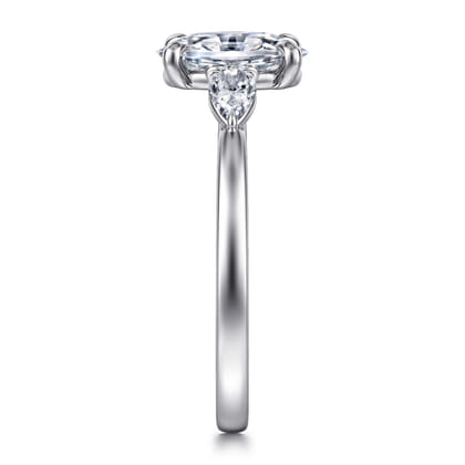 Adalia - 14K White Gold Oval Three Stone Diamond Engagement Ring