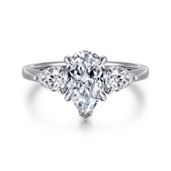 Adalia - 14K White Gold Pear Shape Three Stone Diamond Engagement Ring