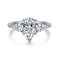 Adalia - 14K White Gold Pear Shape Three Stone Diamond Engagement Ring
