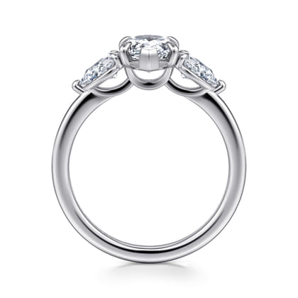 Adalia - 14K White Gold Pear Shape Three Stone Diamond Engagement Ring