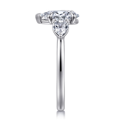 Adalia - 14K White Gold Pear Shape Three Stone Diamond Engagement Ring