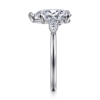 Adalia - 14K White Gold Pear Shape Three Stone Diamond Engagement Ring