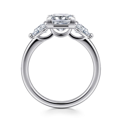 Adalia - 14K White Gold Princess Cut Three Stone Diamond Engagement Ring