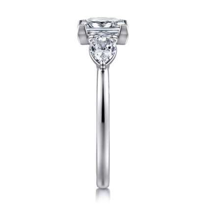 Adalia - 14K White Gold Princess Cut Three Stone Diamond Engagement Ring