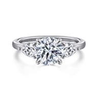 Adalia - 14K White Gold Round Three Stone Diamond Engagement Ring