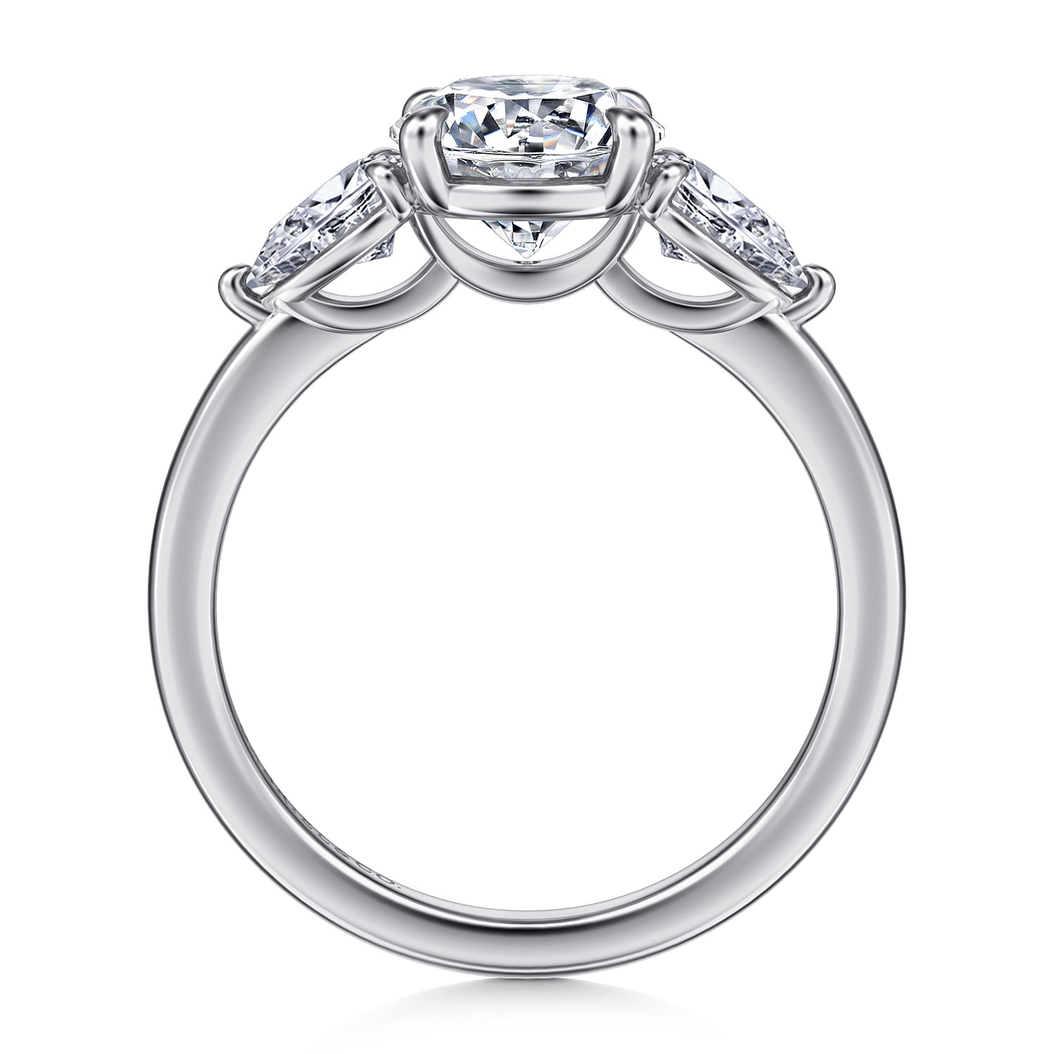 Adalia - 14K White Gold Round Three Stone Diamond Engagement Ring