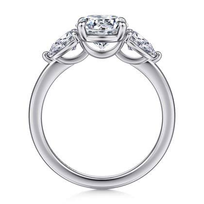 Adalia - 14K White Gold Round Three Stone Diamond Engagement Ring
