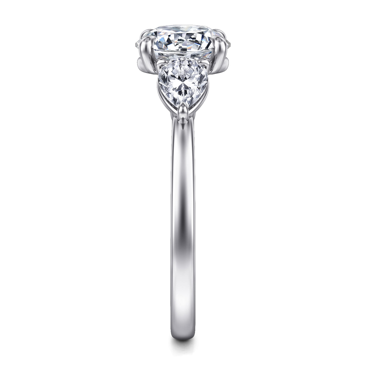 Adalia - 14K White Gold Round Three Stone Diamond Engagement Ring