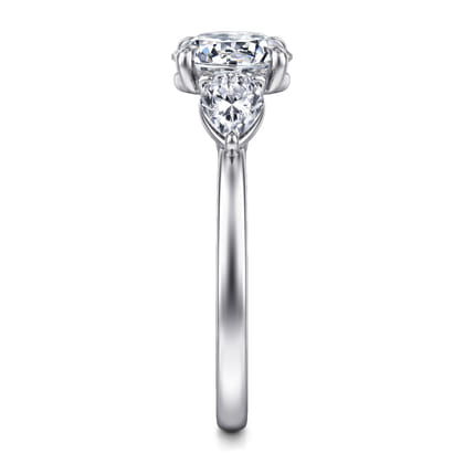 Adalia - 14K White Gold Round Three Stone Diamond Engagement Ring