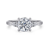 Adalia - 14K White Gold Round Three Stone Diamond Engagement Ring
