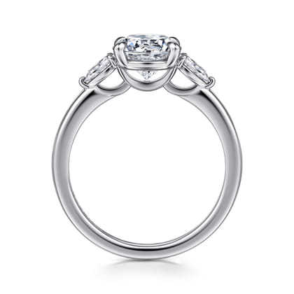 Adalia - 14K White Gold Round Three Stone Diamond Engagement Ring