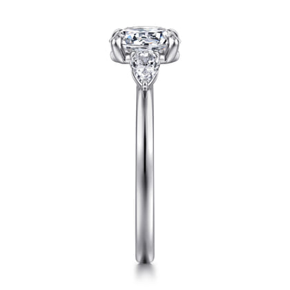 Adalia - 14K White Gold Round Three Stone Diamond Engagement Ring