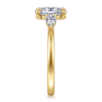 Adalia - 14K Yellow Gold Oval Three Stone Diamond Engagement Ring