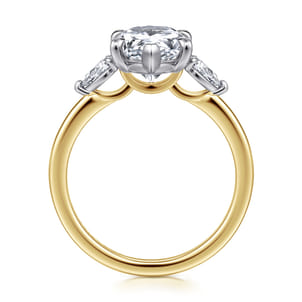Adalia - 14K Yellow Gold Pear Shape Three Stone Diamond Engagement Ring