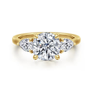 Adalia - 14K Yellow Gold Round Three Stone Diamond Engagement Ring
