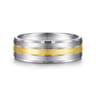 Adam - 14K White-Yellow Gold 7mm - Three Row Satin Finish Men's Wedding Band in Two Tone