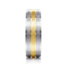 Adam - 14K White-Yellow Gold 7mm - Three Row Satin Finish Men's Wedding Band in Two Tone