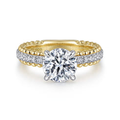 Addi - 14K White-Yellow Gold Round Diamond Engagement Ring