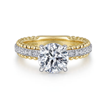 Addi - 14K White-Yellow Gold Round Diamond Engagement Ring