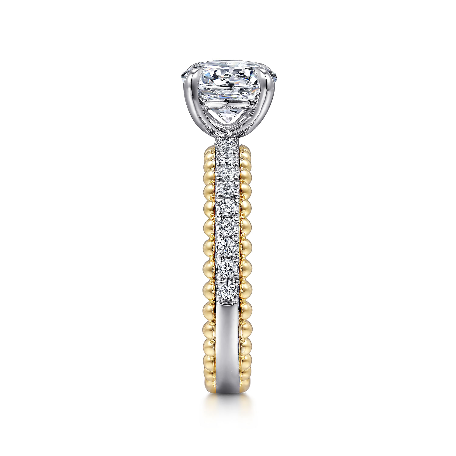 Addi - 14K White-Yellow Gold Round Diamond Engagement Ring