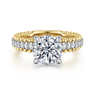 Addi - 14K White-Yellow Gold Round Diamond Engagement Ring